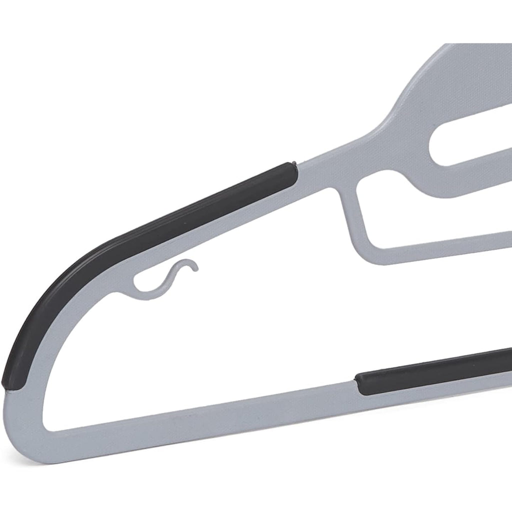 Amazon Basics Space Saving Non-Slip Rubber Coated Plastic Hangers With 360° Swivel Hook, Thin, Gray, Pack Of 50