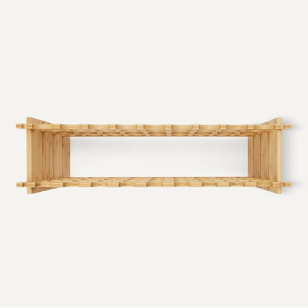 Amazon Basics Stackable Natural Bamboo Wine Rack, 36 Bottle Capacity, Easy To Assemble