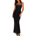 Reoria Mesh Sheer Sleeveless Wedding Guest Maxi Dresses For Women Ruched Bodycon Square Neck Halter Long Dress Summer 2026