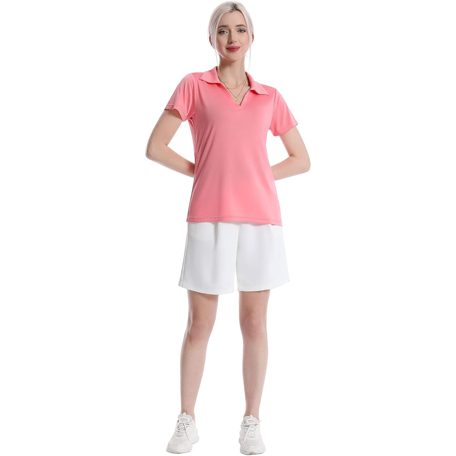 Women'S Polo Shirts V-Neck Short Sleeve Moisture Wicking Collared Shirts For Women Golf Polo Shirt For Work 1-3 Pack