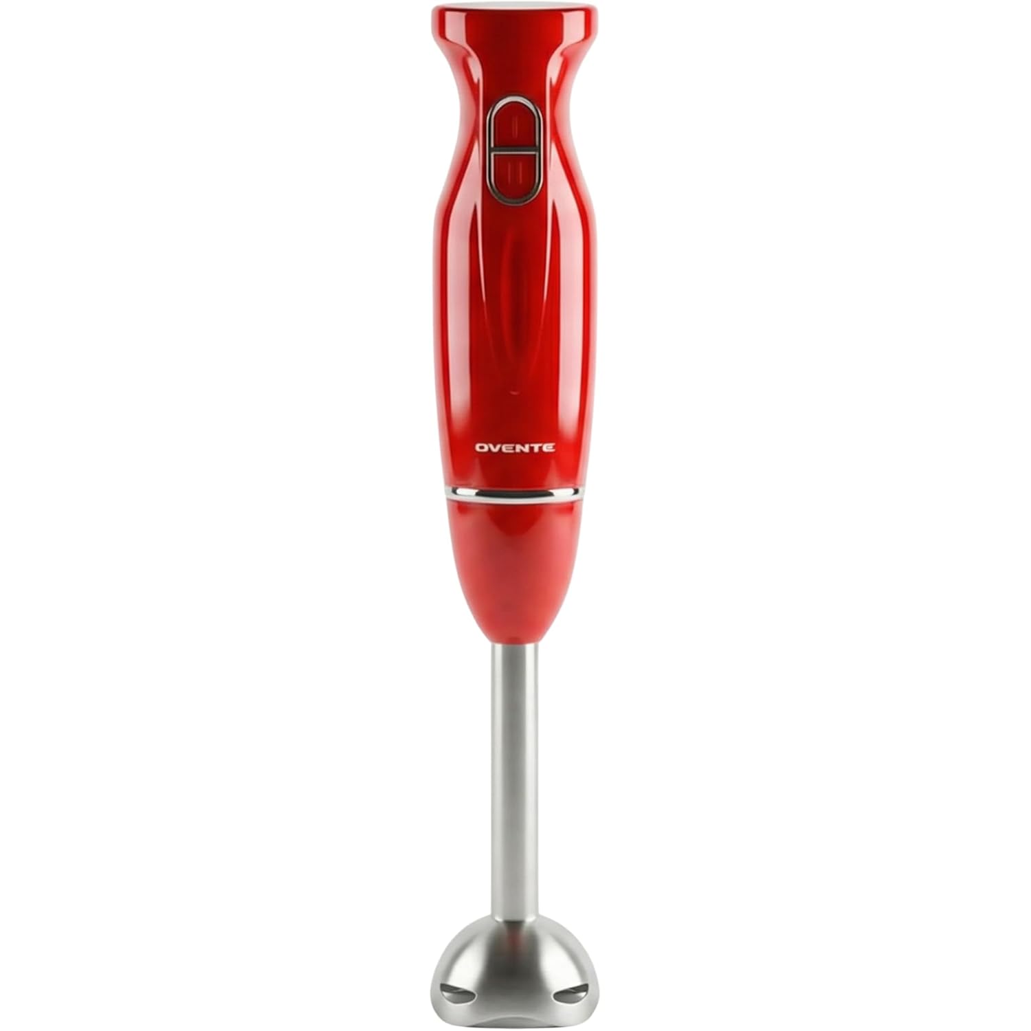 OVENTE Immersion Hand Blender, 300W Electric Handheld Stick Mixer with 2 Mixing Speeds and Stainless Steel Blades for Smoothies, Purees & Baby Food, Red HS560R