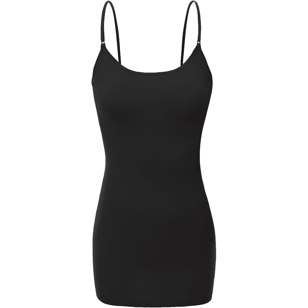 Bozzolo Women's Ladies Adjustable Spaghetti Strap Basic Long Cami Tunic Tank Top