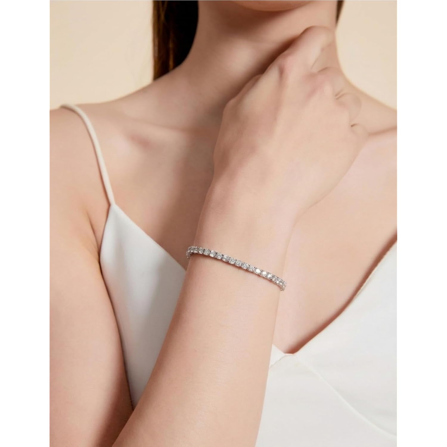 KRKC&CO Lab-Grown Moissanite Tennis Bracelet Women, Luxury Anniversary Wedding Bridal Gift for Wife, 2.2-13.8 ct.tw, D Color VVS1, 925 Sterling Silver 14K Golden Plated, Hypoallergenic, Everyday Jewelry
