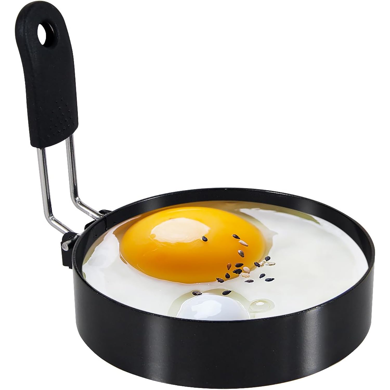 3.5'' Egg Rings With Silicone Handle, Stainless Steel Egg Cooking Rings，Nonstick，For Frying Eggs And English Muffins Pancake, Egg Mold Shaper For Breakfast