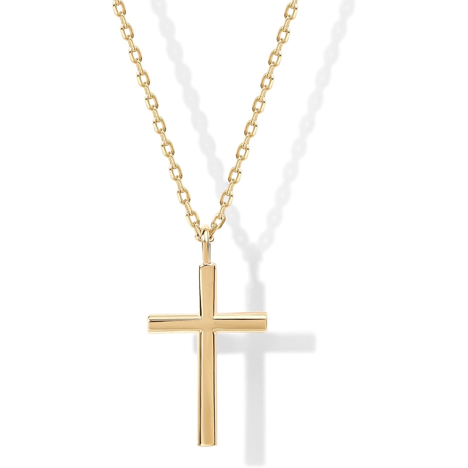PAVOI 14K Gold Plated Cubic Zirconia Cross Pendant Necklaces for Women | Linear Bezel CZ Religious Cross Faith Pendant Necklace