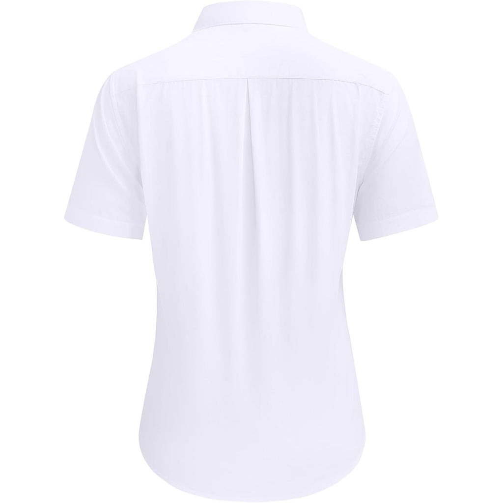 Siliteelon Button Down Shirts For Women Short Sleeve Cotton Dress Shirt Collared Wrinkle Free Work Business Office Blouse