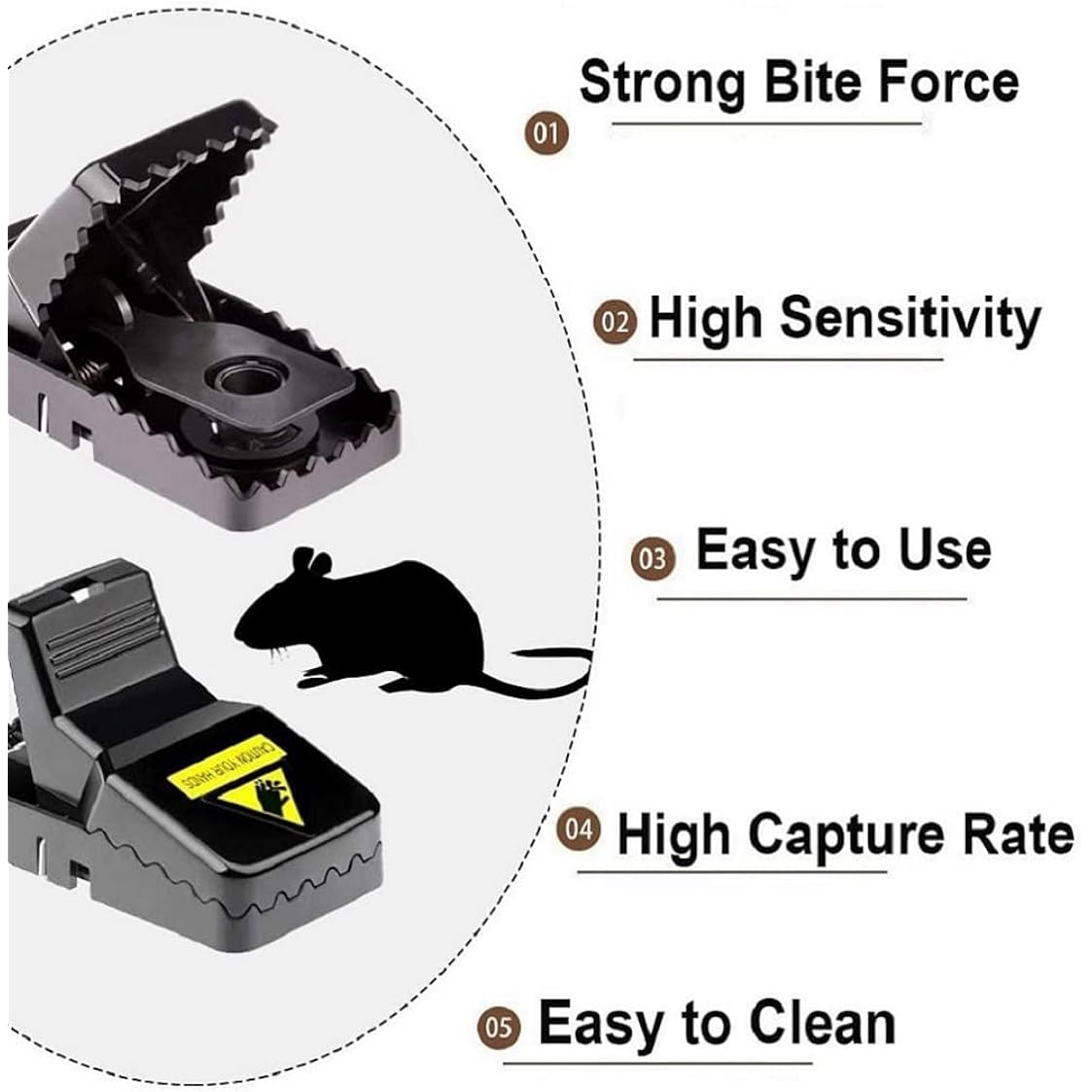 Feeke Mouse Traps, Mice Traps For House, Small Mice Trap Indoor Quick Effective Sanitary Safe Mousetrap Catcher For Family And Pet - 6 Pack, (M01-6Pack)