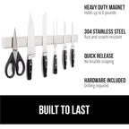 Gorilla Grip 304 Stainless Steel Heavy Duty Magnetic Knife Holder, Secure Wall Mounted Bar For Knives, Tools, Holds Up To 6 Lbs, Kitchen Organizer, 10 Inch Strip, Easy Installation, Screws Included
