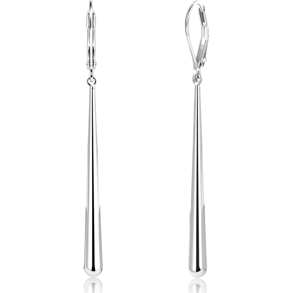 925 Sterling Silver Dangle Earrings 14k Gold Plated Long Strip Bar Waterdrop Leverback Earrings Hypoallergenic Lightweight Trendy Long Drop Earings for Women Lady Jewelry Gifts in Box