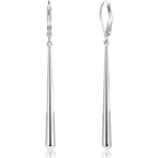 925 Sterling Silver Dangle Earrings 14k Gold Plated Long Strip Bar Waterdrop Leverback Earrings Hypoallergenic Lightweight Trendy Long Drop Earings for Women Lady Jewelry Gifts in Box