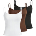 Soly Hux Women'S Sleeveless Crop Camisole 3 Packs Spaghetti Strap Tank Tops Slim Fit Cami Shirts
