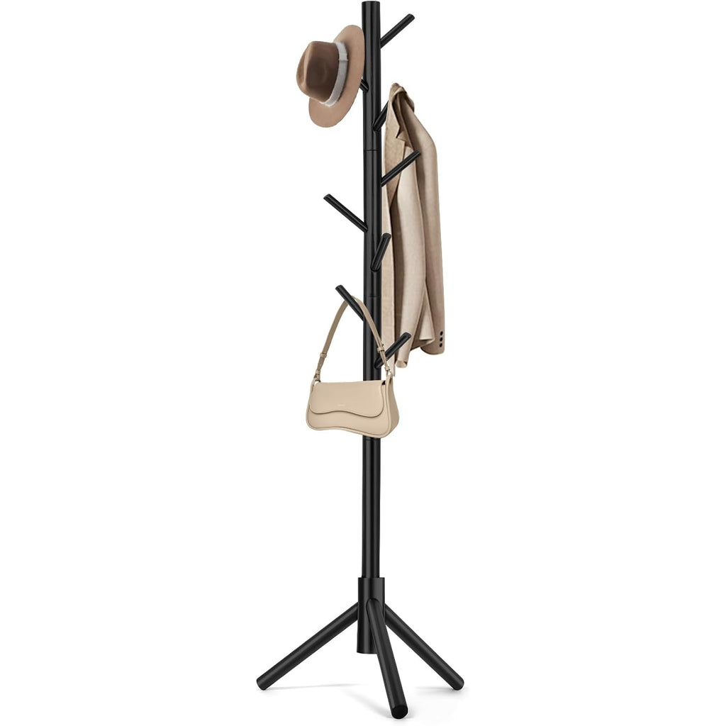 WANGMUXIA Coat Rack, Freestanding Coat Rack with 8 Hooks and 3 Adjustable Size Tree Coat Racks for Bedroom, Hallway, Entrance, Office, for Hats, Coats, Scarves, Handbags