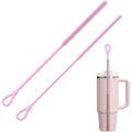 Silicone Straw Cleaner Brush, 2Pcs Reusable Straw Brush Extra Long For Cleaning Tumbler With Handle And Glass Metal Smoothie Straws, Non-Slip Handle Soft And Bendable, 6Mm+9Mm, Pink