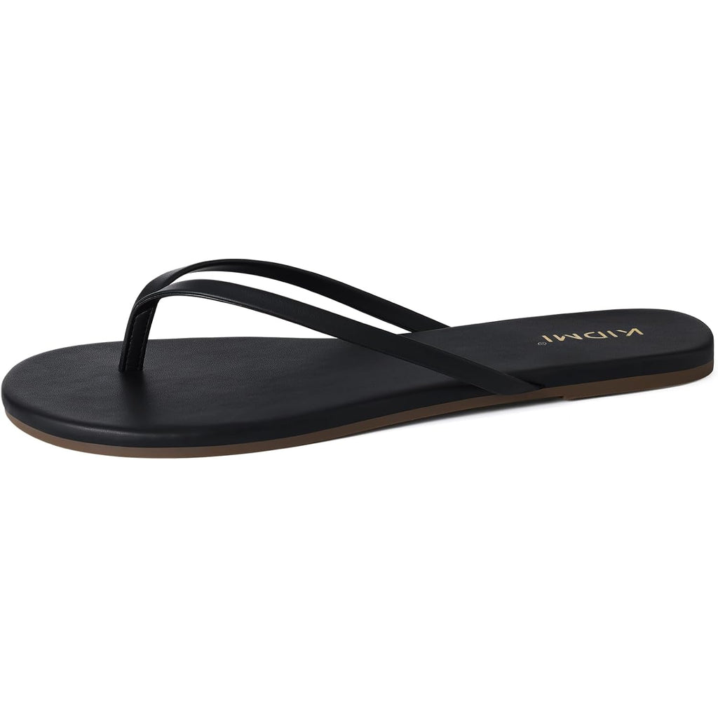 Kidmi Thong Flip Flops For Women - Memory Foam Summer Beach Sandals For Women - Vegan Leather Flat Sandals