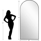 Dewfig Arched Full Length Mirror, 76"x34" Large Floor Mirror, Full Body Mirrors for Leaning or Hanging, Standing Mirrors for Bedroom, Living Room,Dressing Room, Aluminum Alloy Frame, Black