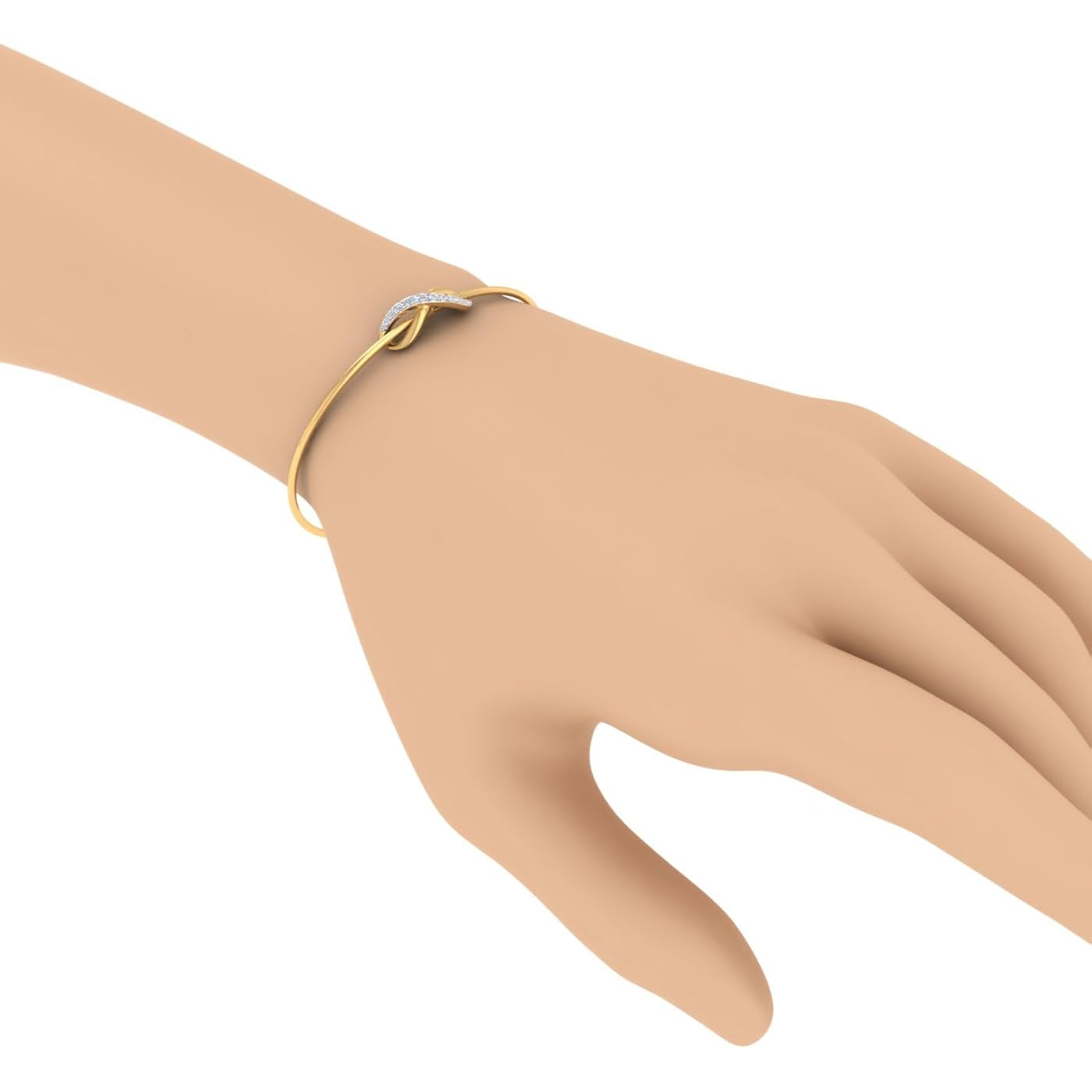 0.15 Carat Natural Diamond Infinity Sign Bangle Bracelet for Women in 14K Gold (7.5 Inch)