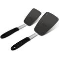 Unicook 2 Pack Flexible Silicone Spatula, Turner, 600F Heat Resistant, Ideal For Flipping Eggs, Burgers, Crepes And More, Black