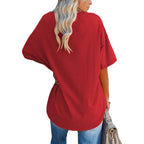 Ebifin Womens Oversized Tshirts V Neck Tee Shirts Half Sleeve Loose Fit T Shirt Cotton Tunic Tops