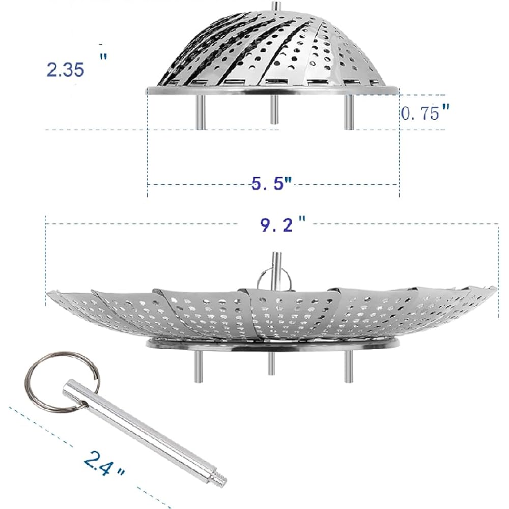 Vegetable Steamer Basket, Premium Stainless Steel Veggie Steamer Basket - Folding Expandable Steamers To Fits Various Size Pot Small By Sayfine (5.5" To 9.2")
