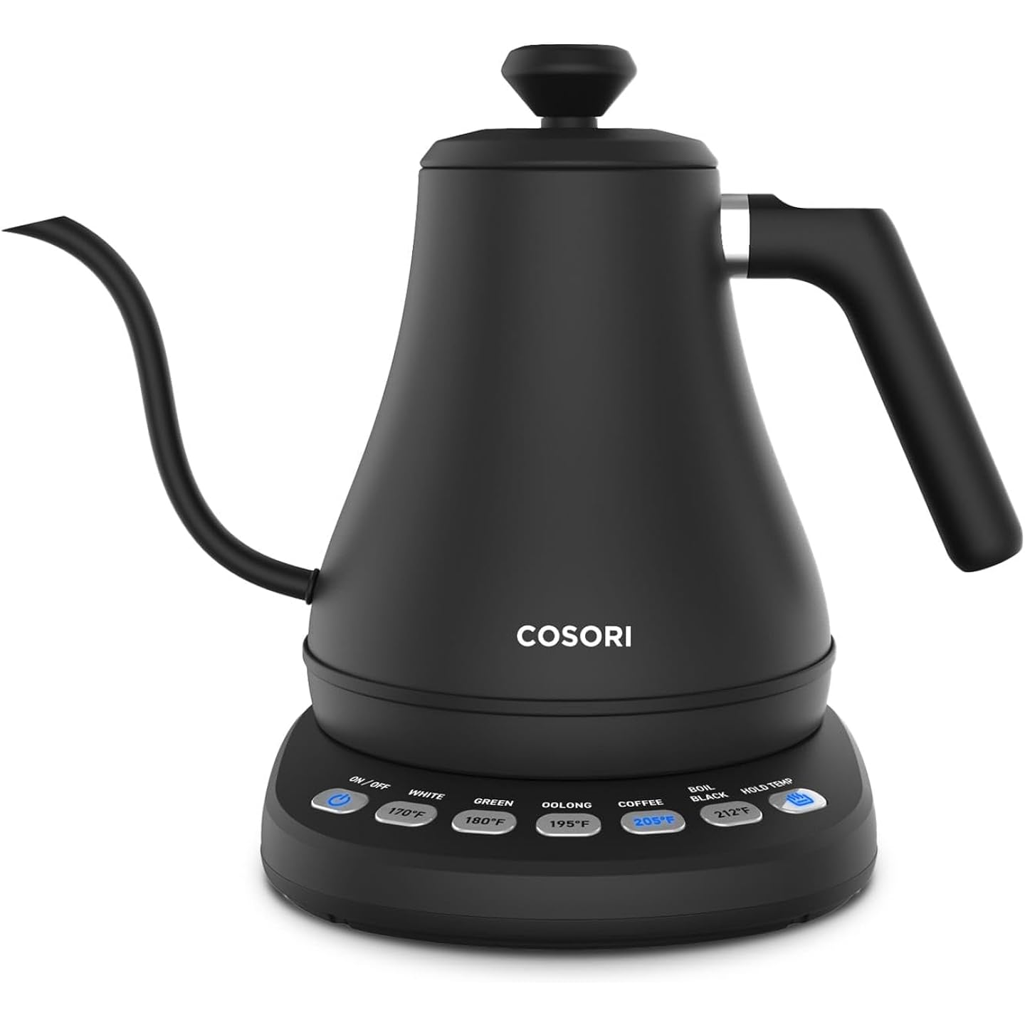 Cosori Electric Gooseneck Kettle with 5 Temperature Control Presets, Pour Over Kettle for Coffee & Tea, Hot Water Boiler, 100% Stainless Steel Inner Lid & Bottom, 1200W, 0.8L, Black