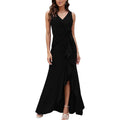 Fqa Formal Evening Dresses For Women Elegant Evening Party Prom Dress Long Sexy V Neck Sleeveless Split Wrap