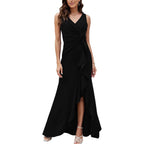 Fqa Formal Evening Dresses For Women Elegant Evening Party Prom Dress Long Sexy V Neck Sleeveless Split Wrap
