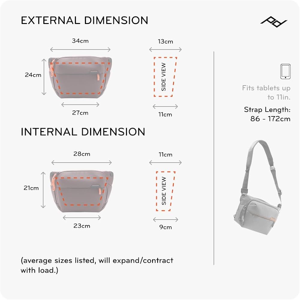 Peak Design Everyday Sling 6L, Kelp, Padded Adjustable Shoulder Strap For Crossbody Or Waist Carry, Flexfold Dividers, Ideal For Carrying Cameras Or Everyday Essentials, Sling Bag For Men And Women