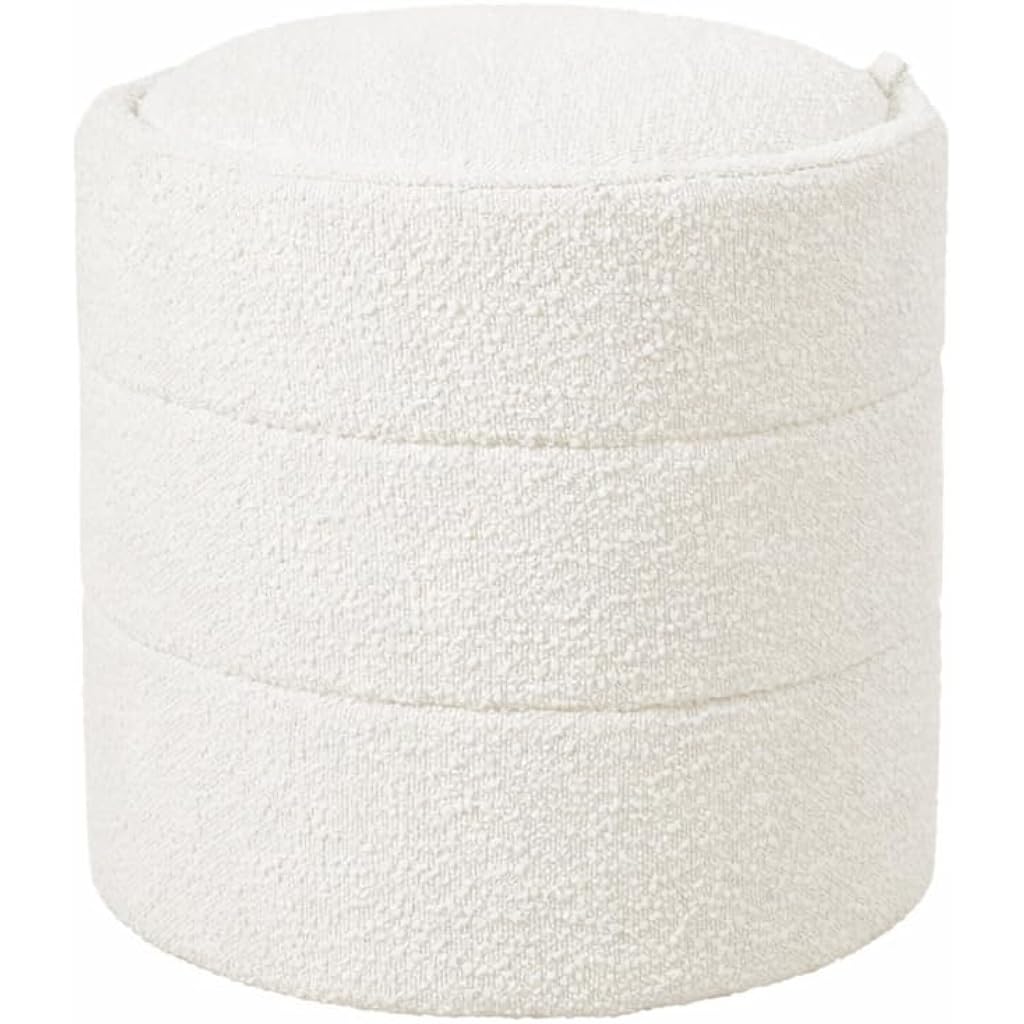 Homepop 18" Storage Round Ottoman - Cream Boucle