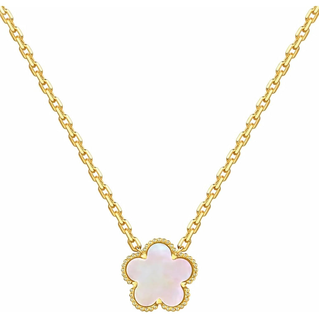 PAVOI 14K Gold Plated Clover Necklaces for Women - Lucky Four Leaf Clover Necklace Pendant - Trendy Flower Black Onyx Gemstone Mother of Pearl Jewelry Gifts