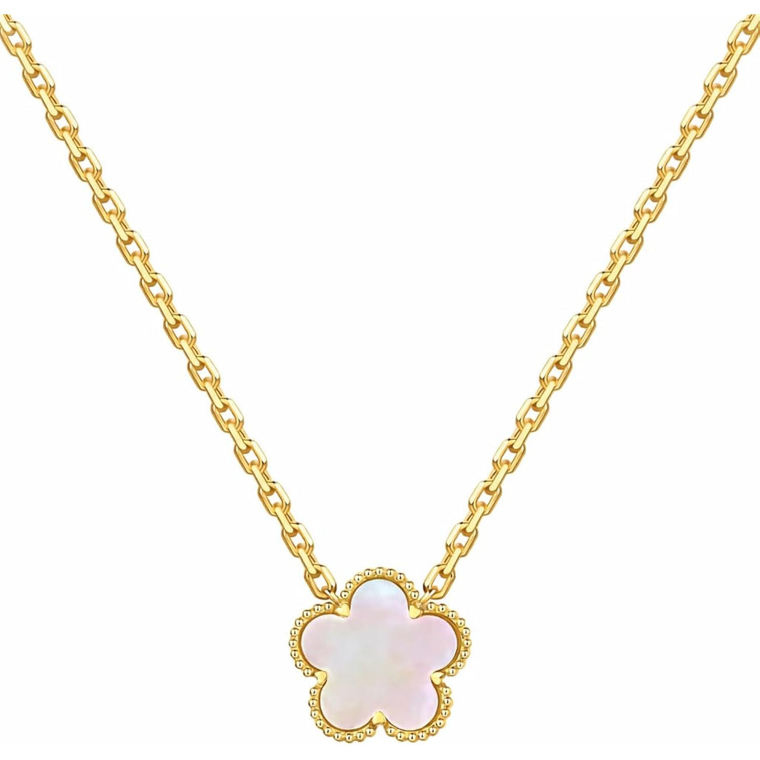 PAVOI 14K Gold Plated Clover Necklaces for Women - Lucky Four Leaf Clover Necklace Pendant - Trendy Flower Black Onyx Gemstone Mother of Pearl Jewelry Gifts