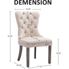 Velvet Dining Chairs Set Of 4, Upholstered High-End Tufted Dining Room Chair With Nailhead Back Ring Pull Trim Solid Wood Legs, Nikki Collection Modern Style For Kitchen, Beige