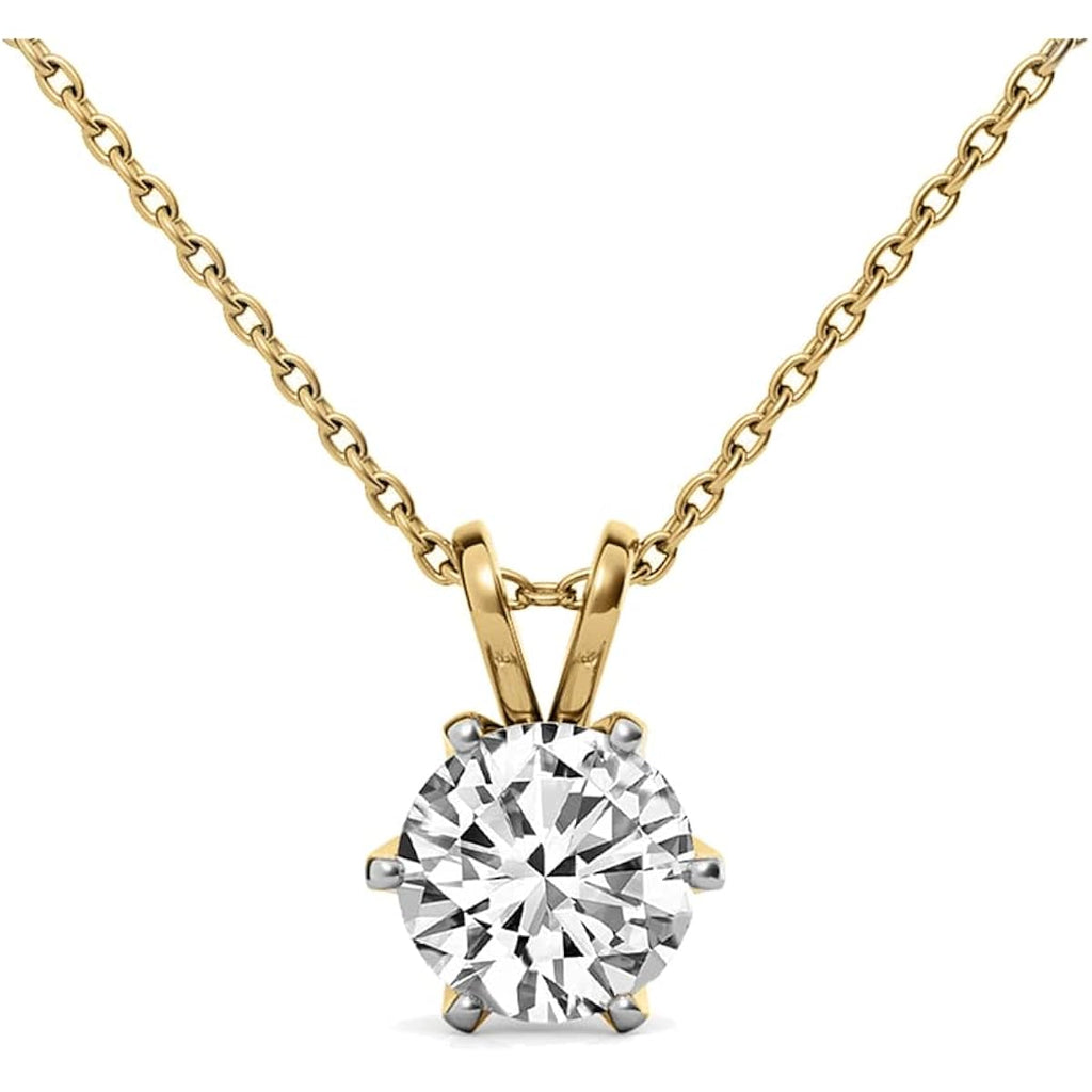 FRIENDLY DIAMONDS Lab Grown Diamond Solitaire Pendant Necklace Round Shpae | IGI Certified 1-5 Carat EF VS 14K Gold With Chain | 6 Prong Pendant Necklace