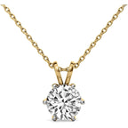 FRIENDLY DIAMONDS Lab Grown Diamond Solitaire Pendant Necklace Round Shpae | IGI Certified 1-5 Carat EF VS 14K Gold With Chain | 6 Prong Pendant Necklace