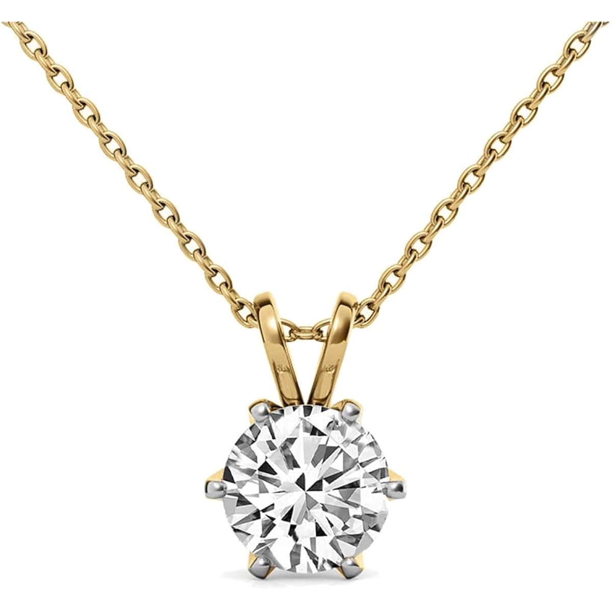 FRIENDLY DIAMONDS Lab Grown Diamond Solitaire Pendant Necklace Round Shpae | IGI Certified 1-5 Carat EF VS 14K Gold With Chain | 6 Prong Pendant Necklace