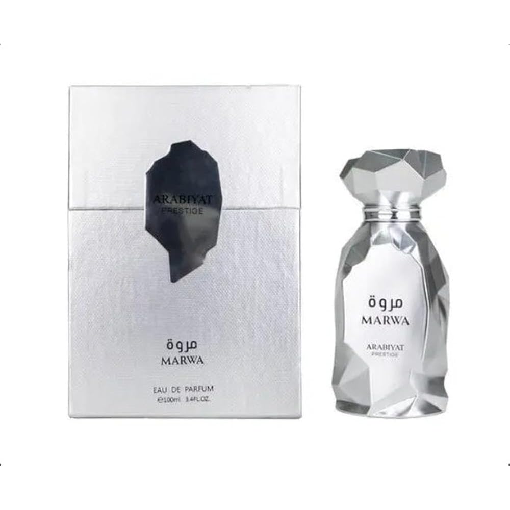 my perfumes Arabiyat Prestige Marwa Eau de Parfum, 100ml, Silver For Men Made in UAE