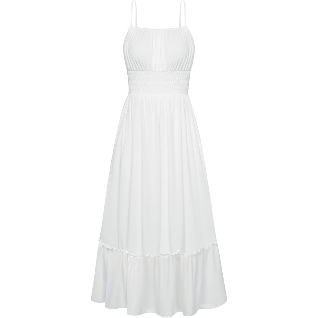 Grace Karin Women'S Summer Maxi Dress 2026,Smocked Ruched Bust Sundress With Adjustable Straps & Pockets-Beach Vacation Dress