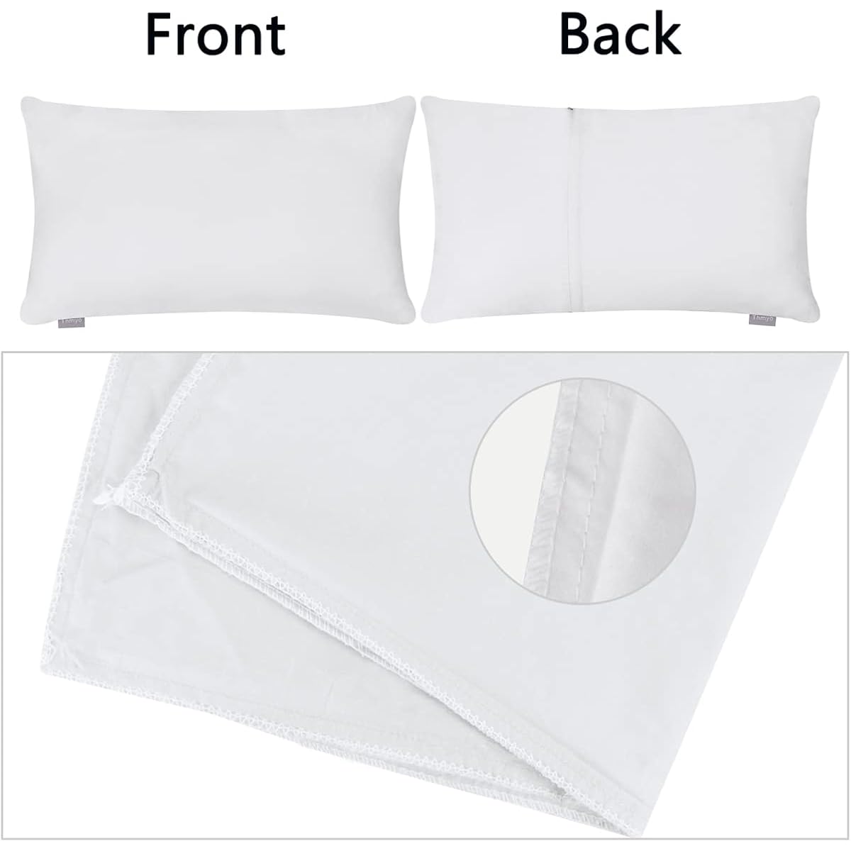 Thmyo 4-Pack 100% Cotton Lumbar Comfortable Solid Decorative Throw Pillow Case Rectangle Cushion Cover Diy Throw Pillowcase For Sofa Bed(Only Covers,Not Pillow Shams)(12X20Inch/30X50Cm,White)