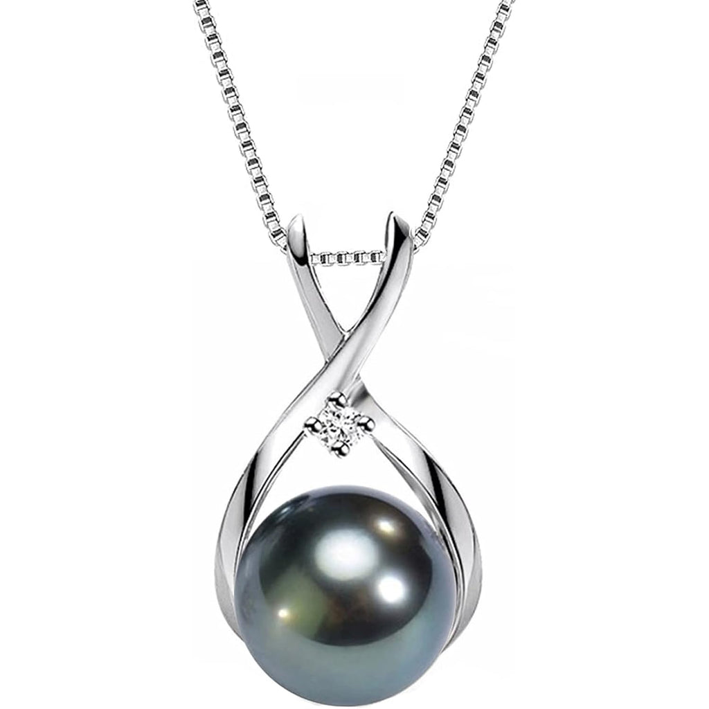 NONNYL Gifts for Wife Women Anniversary-Tahitian Black Pearl Necklace-Mom Girlfriend Her Fine Jewelry Mothers Day Valentines Christmas Birthdays Gift
