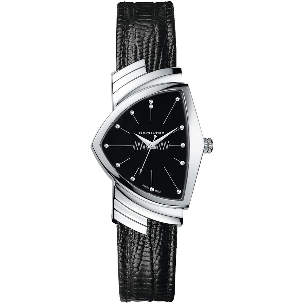 Hamilton Ventura Swiss Quartz Men'S Watch, 32Mm X 50Mm Stainless Steel Case, Swiss Made, Black Dial Analog Wrist Watch For Men, 50M Waterproof, Mineral Crystal