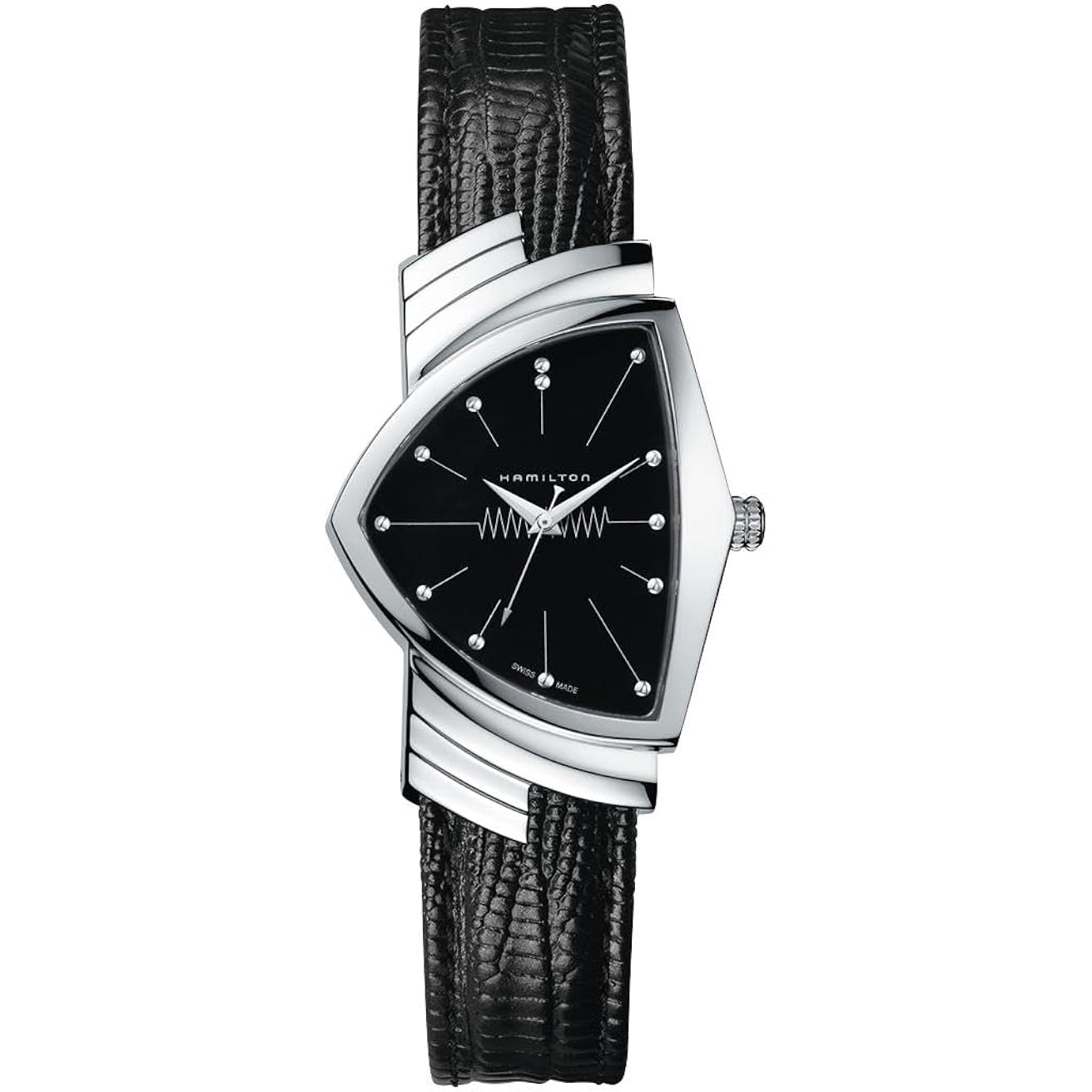 Hamilton Ventura Swiss Quartz Men'S Watch, 32Mm X 50Mm Stainless Steel Case, Swiss Made, Black Dial Analog Wrist Watch For Men, 50M Waterproof, Mineral Crystal