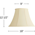 Creme Large Bell Lamp Shade 9" Top X 18" Bottom X 13" Slant X 12.5" High (Spider) Replacement With Harp And Finial - Imperial Shade