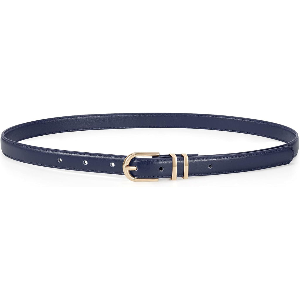 JASGOOD Womens Skinny Leather Belt Ladies Thin Faux Leather Belt with Gold/Silver Buckle for Jeans Dress Pants