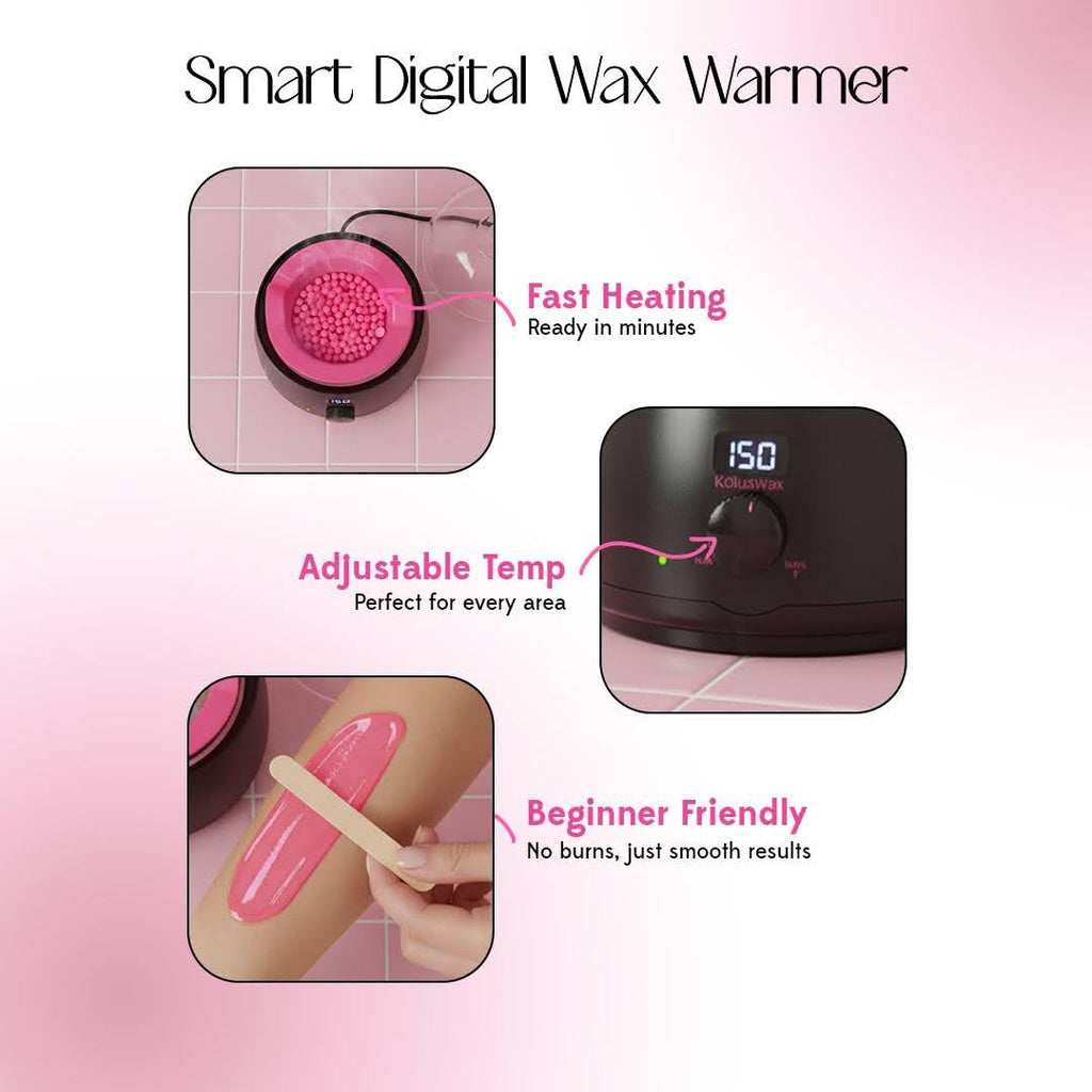KoluaWax Premium Waxing Kit for Women & Men - Beginner Friendly - Complete Wax Kit that includes 14oz of Wax Beads, Applicator, Pre and Post Care, Suitable for Sensitive Skin (Black)