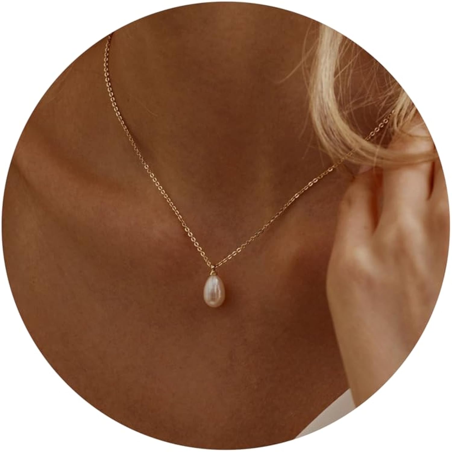 Pearl Necklace for Women Trendy,14k Gold Plated Necklace Dainty Wedding Necklace Small Cute Choker Necklace Gold Prom Drop Necklace Vintage Waterproof Jewelry for Women Prom Jewelry Fashion Gifts
