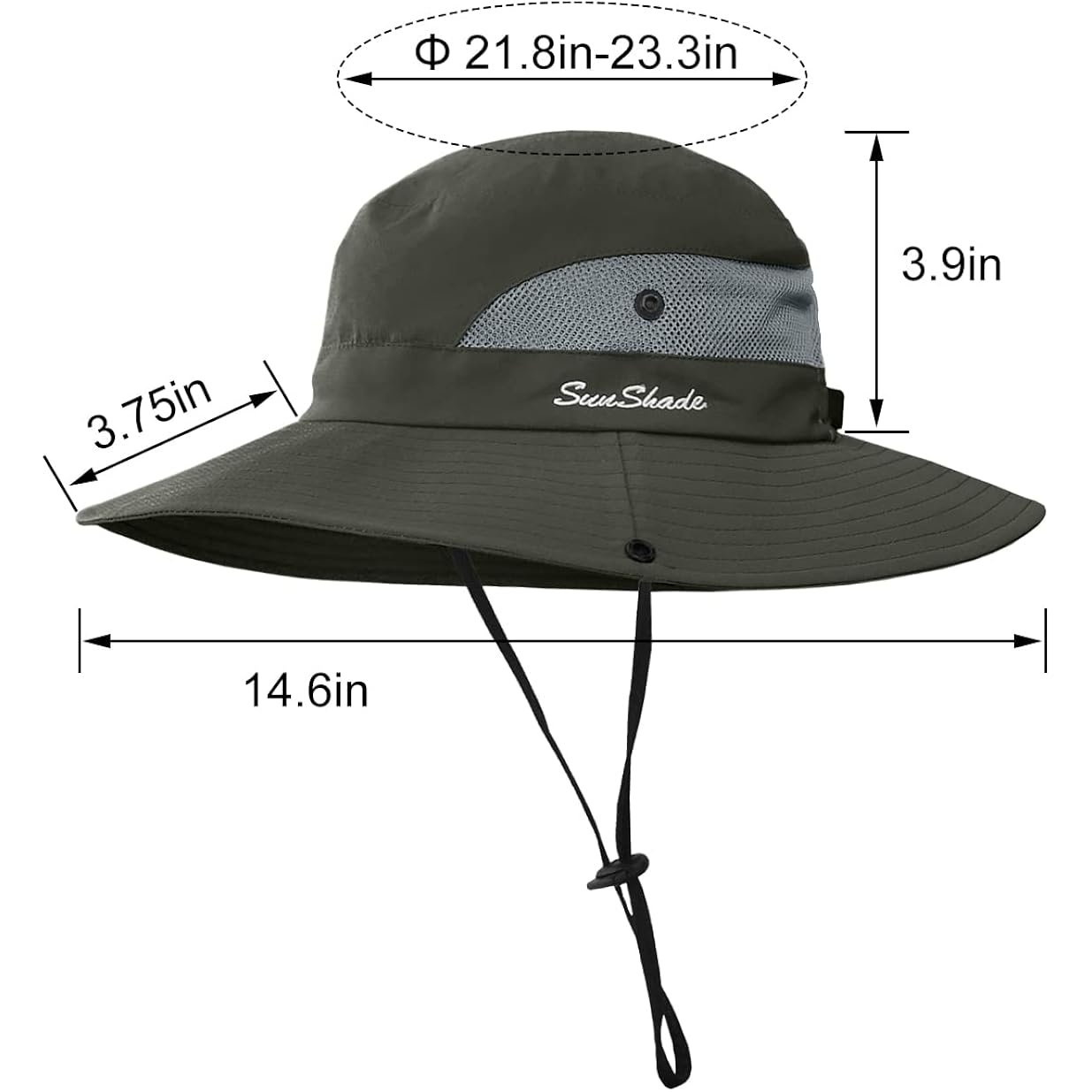 3 Pieces Womens Ponytail Wide Brim Sun Hat Packable UV Protection Beach Cap for Fishing & Hiking Gray＆army Green＆beige