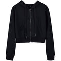 Yimoon Zip Up Hoodie Women Cropped Casual Sweatshirts Workout Long Sleeve Drawstring Hooded Jacket Crop Tops