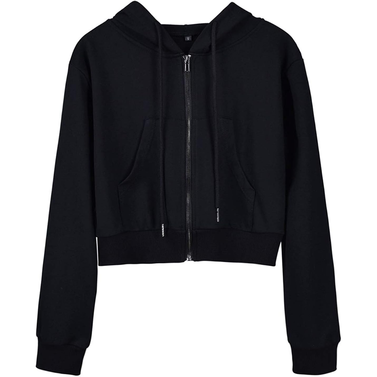 Yimoon Zip Up Hoodie Women Cropped Casual Sweatshirts Workout Long Sleeve Drawstring Hooded Jacket Crop Tops