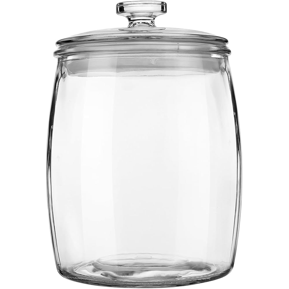 Wide Mouth Apothecary Jar With Lid, 0.5 Gallon Glass Jar For Kitchen Storage And Laundry Room Organization, 72 Oz Clear Glass Container For Cookie, Candy, Sugar, Flour, Nuts
