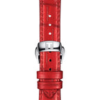 Tissot Womens Tissot Chemin Des Tourelles Powermatic 80 Lady 316L Stainless Steel Case Automatic Watch, Red, Leather, 16 (T0992071611800)