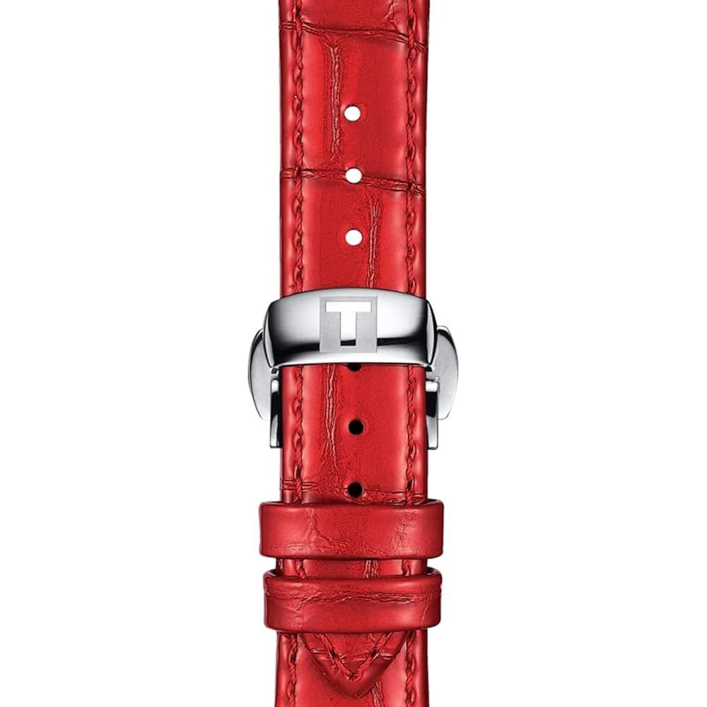 Tissot Womens Tissot Chemin Des Tourelles Powermatic 80 Lady 316L Stainless Steel Case Automatic Watch, Red, Leather, 16 (T0992071611800)